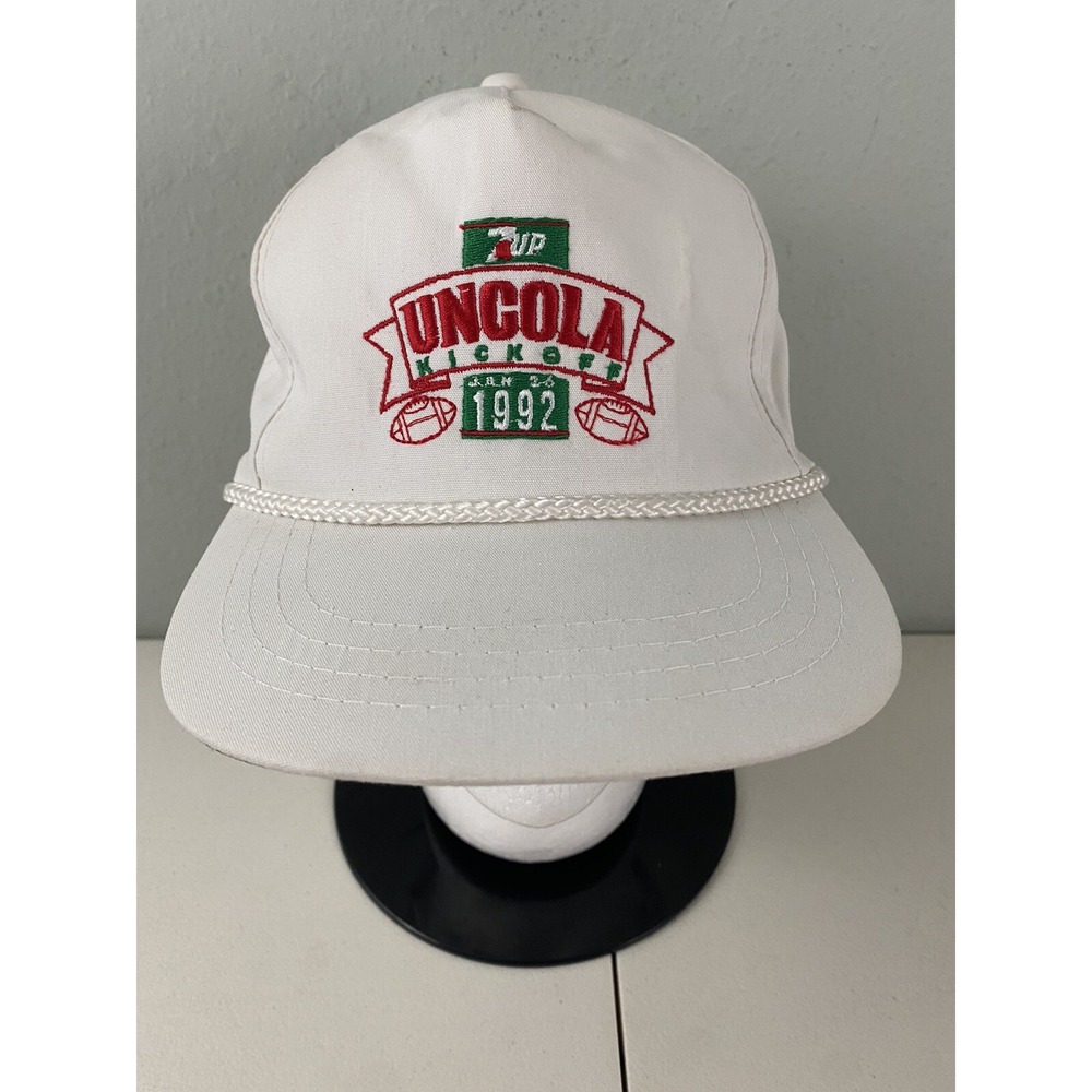 Vintage 7Up Uncola Kickoff 1992 Football Hat Louisville Line White Adjustable